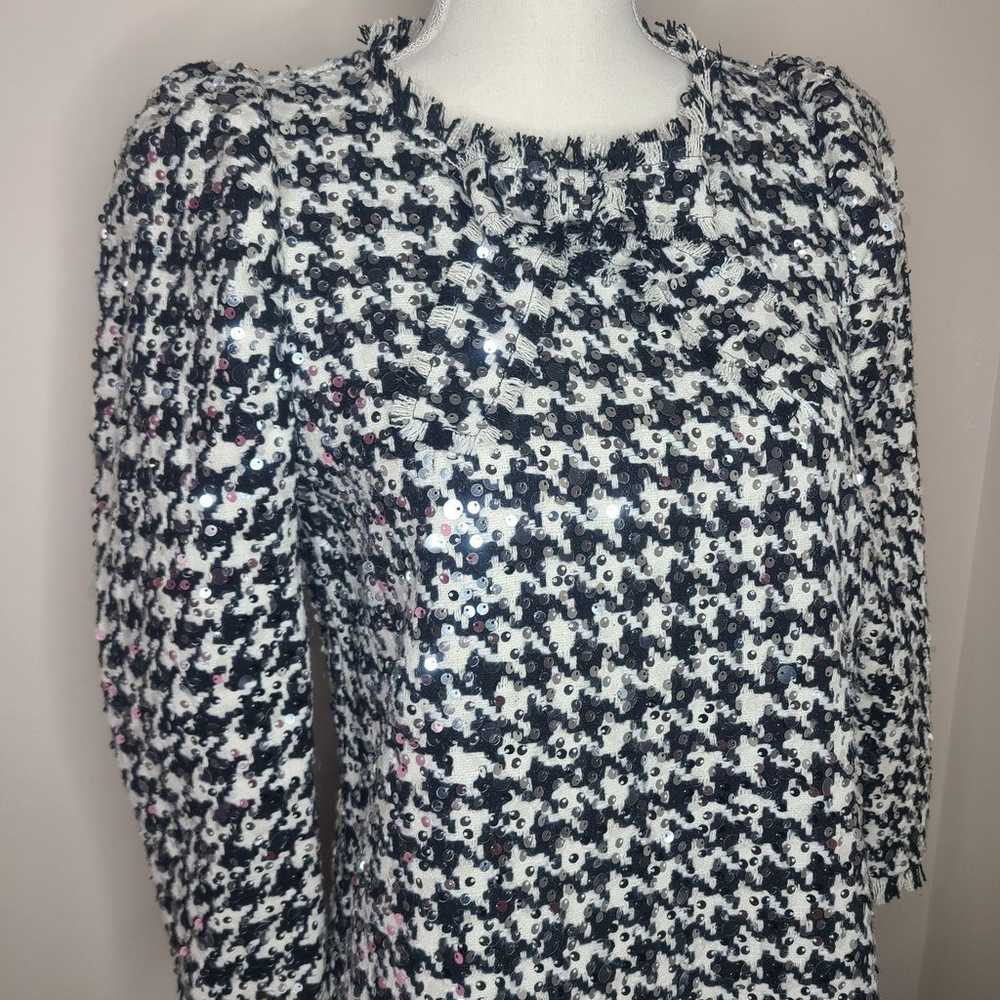 Zara Dress Womens Tweed Houndstooth Sequin Puff S… - image 3