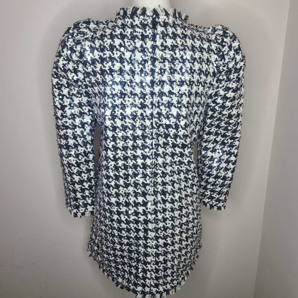 Zara Dress Womens Tweed Houndstooth Sequin Puff S… - image 4