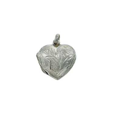 Vintage MD Sterling Silver 925 Diamond Etched Hea… - image 1