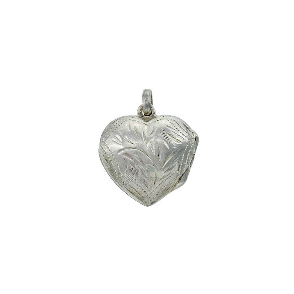 Vintage MD Sterling Silver 925 Diamond Etched Hea… - image 2