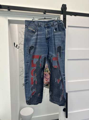 Diesel Diesel Mixed Denim Red Logo