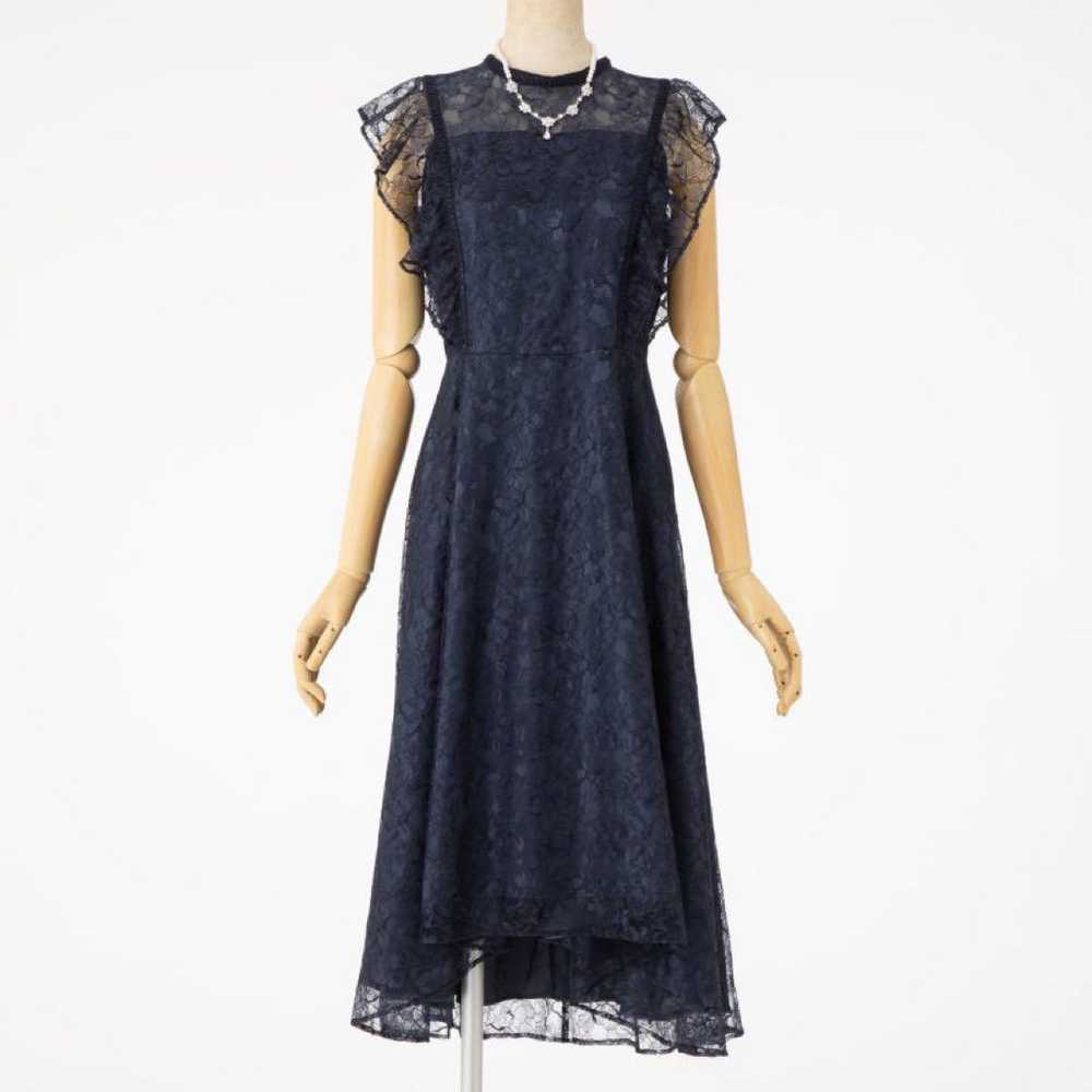 【AIMER】Navy Lace A-line Dress with Frills - image 1