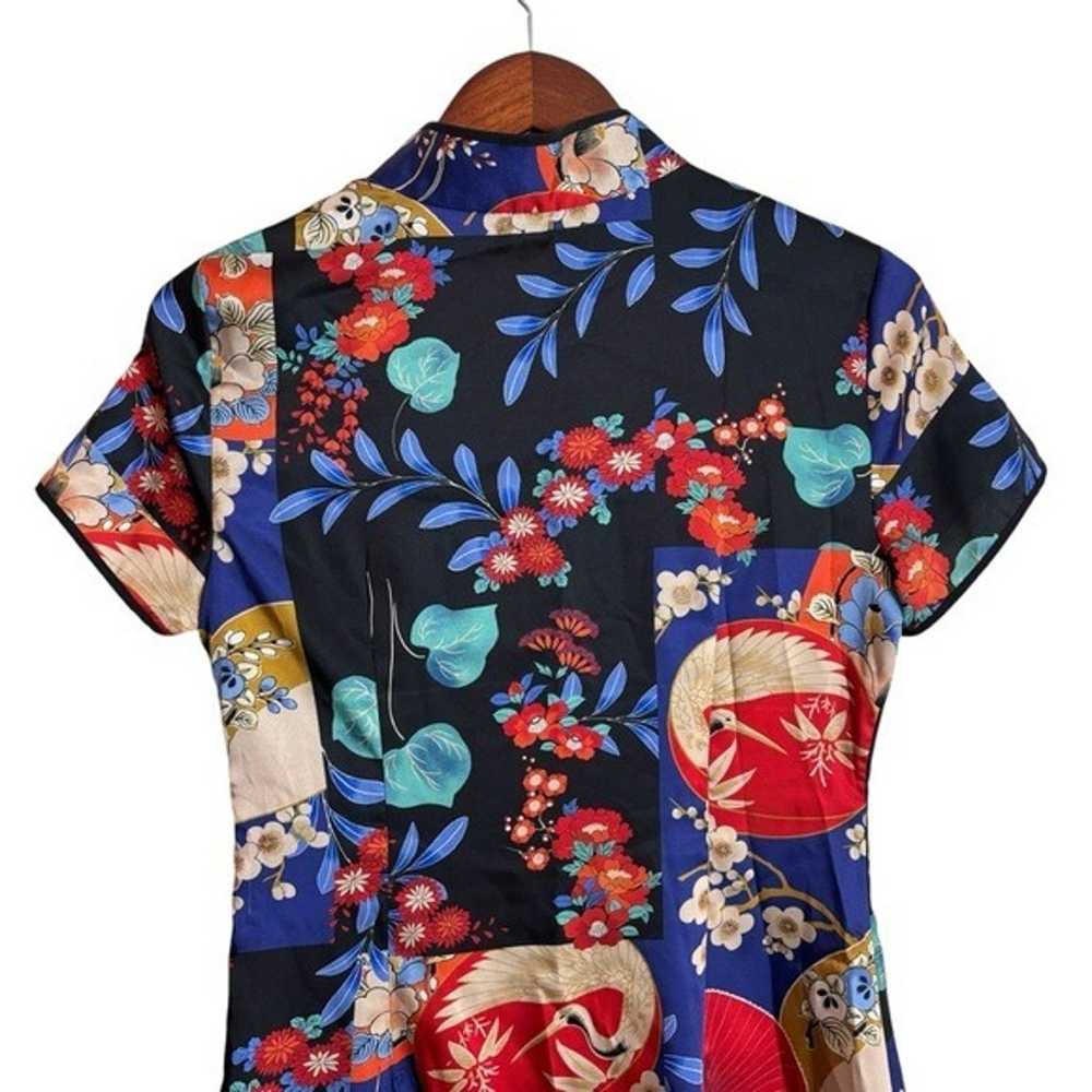 Zara Cheongsam Asian Inspired Crane Floral Print … - image 10