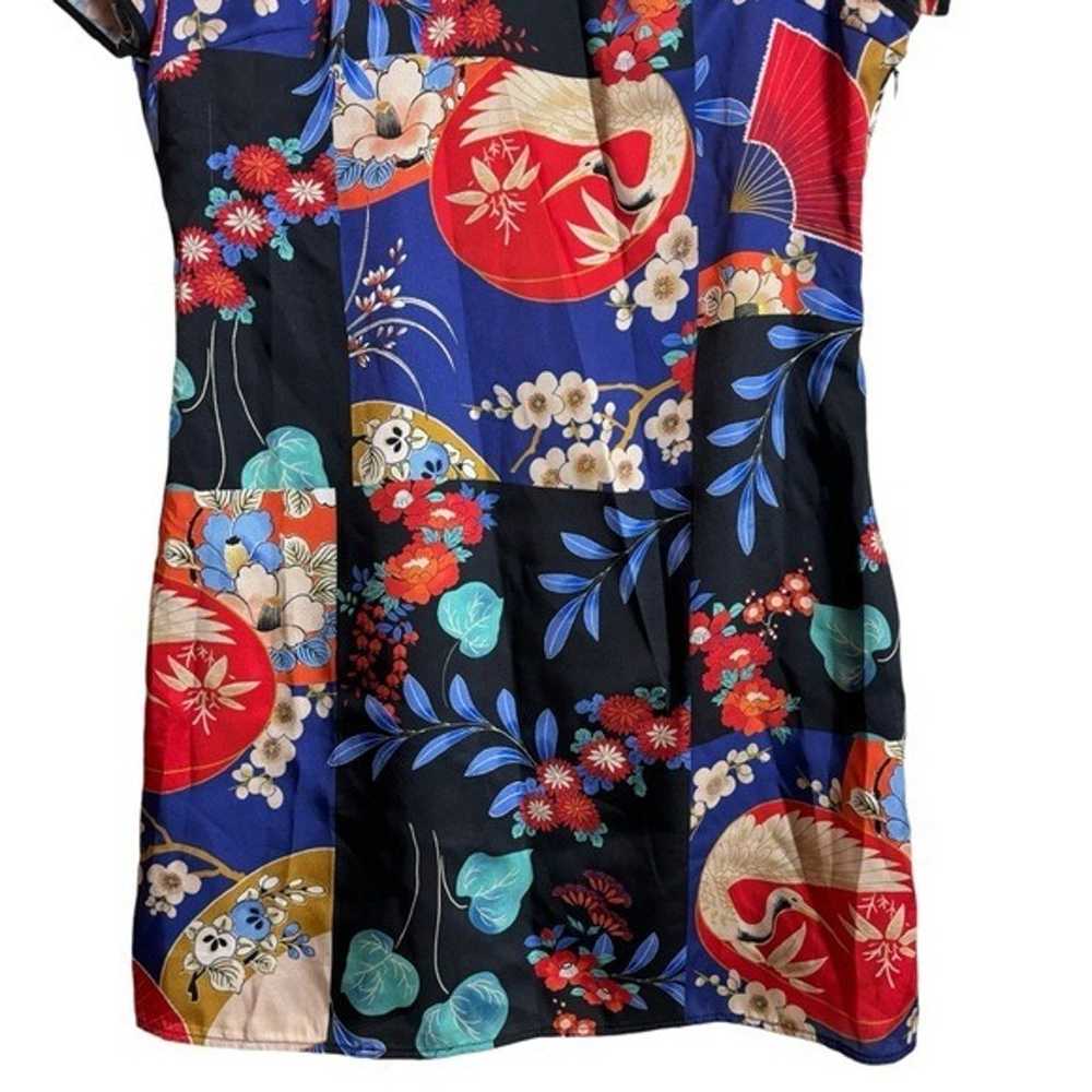 Zara Cheongsam Asian Inspired Crane Floral Print … - image 6