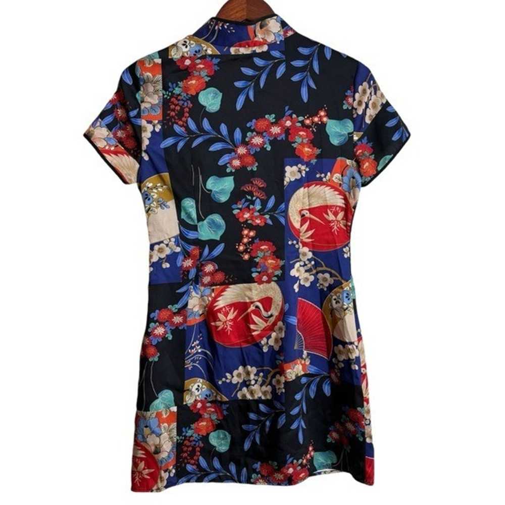 Zara Cheongsam Asian Inspired Crane Floral Print … - image 7