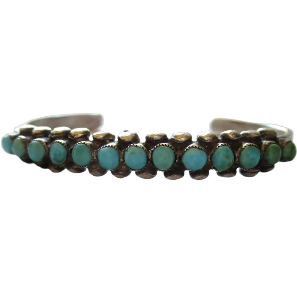 Southwestern Sterling Turquoise Snake Eyes Cuff B… - image 1