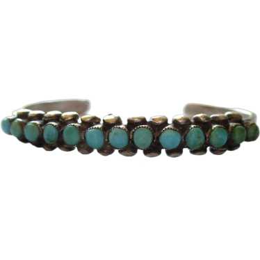 Southwestern Sterling Turquoise Snake Eyes Cuff B… - image 1