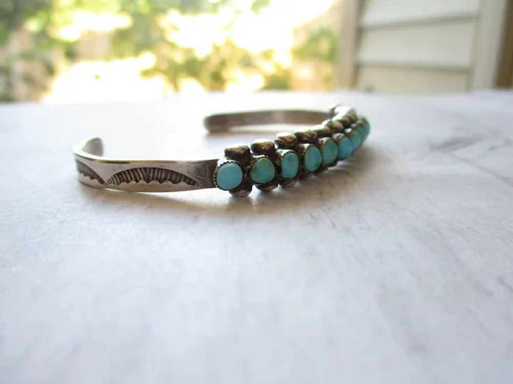 Southwestern Sterling Turquoise Snake Eyes Cuff B… - image 3