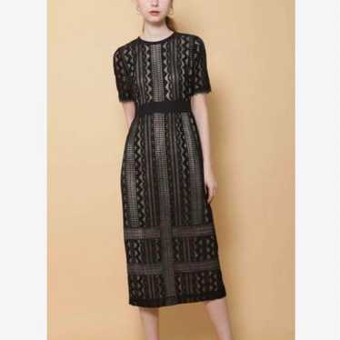 Laguna Moon LADY Geometric Lace Dress Black Size M