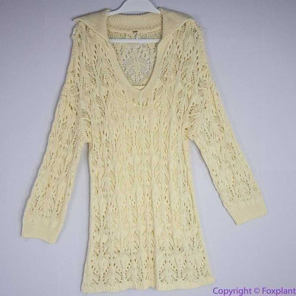 NEW Free People Elton Cream Crochet Knit Long Sle… - image 1