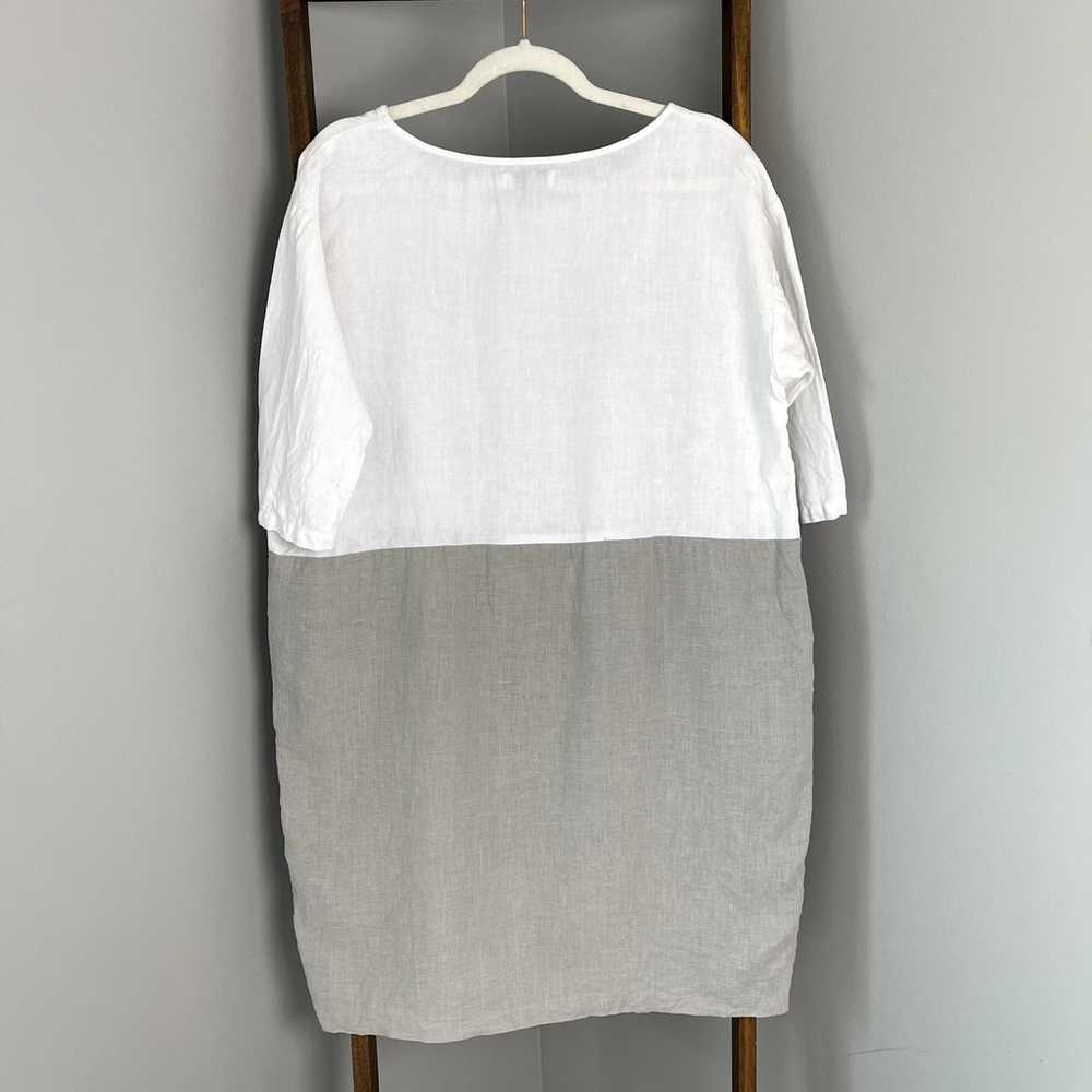 Magic Linen Color-Block Linen Dress Adria in Whit… - image 9