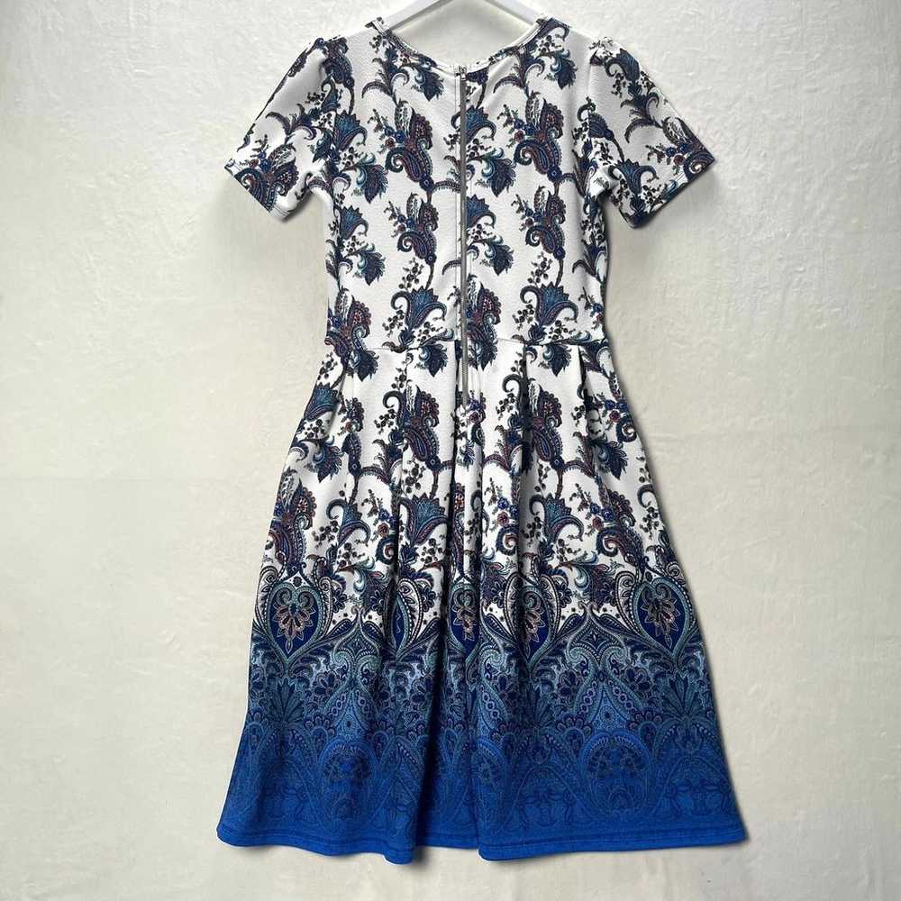 LuLaRoe Amelia Fit & Flare Stretch Dress Blue Omb… - image 3