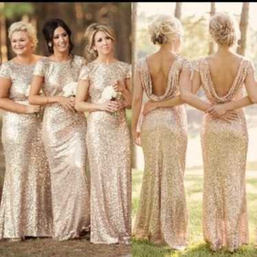 revelry bridesmaid dress champagne gold sequin