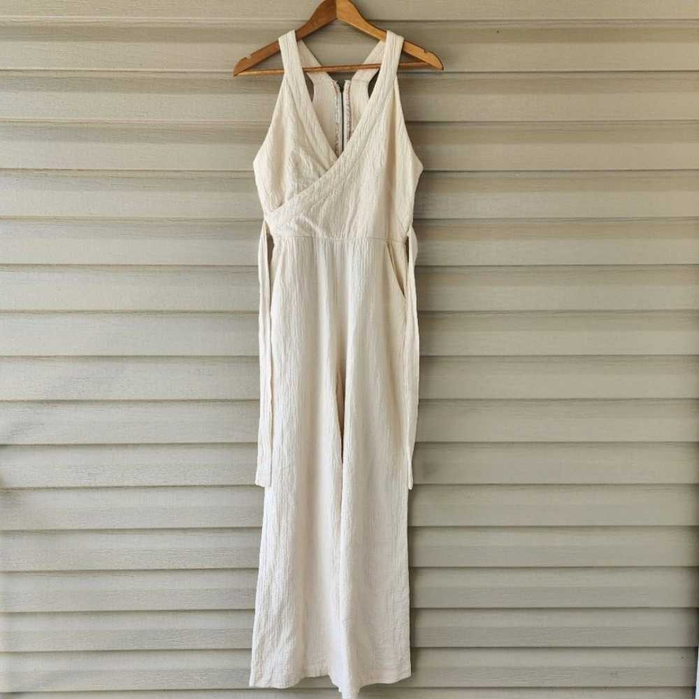 Anthropologie cream textured cotton jumpsuit - image 2