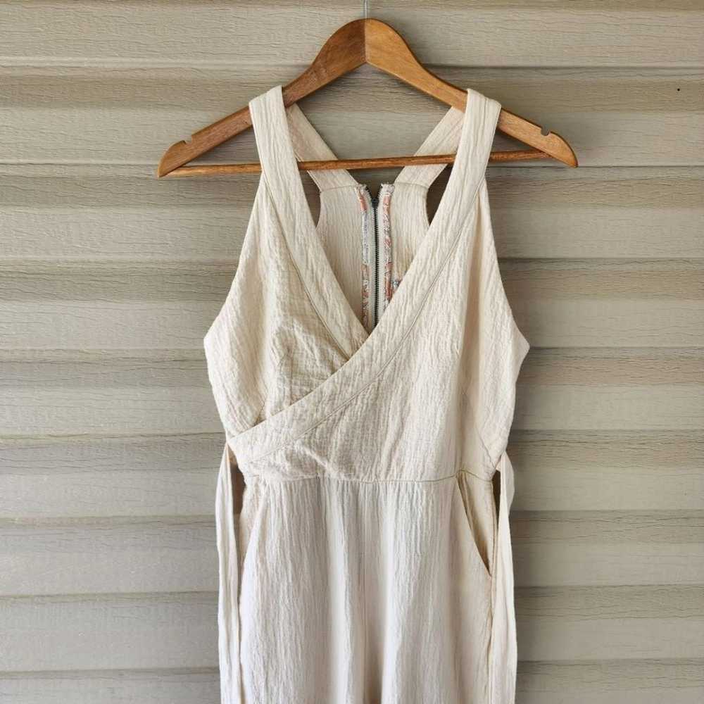 Anthropologie cream textured cotton jumpsuit - image 3