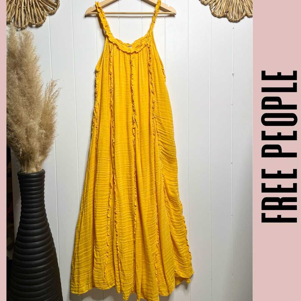 Free People maxi dress ruffles cotton boho cotton… - image 1