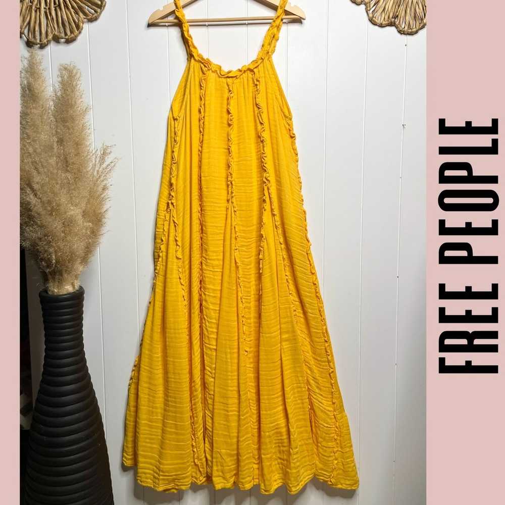 Free People maxi dress ruffles cotton boho cotton… - image 4