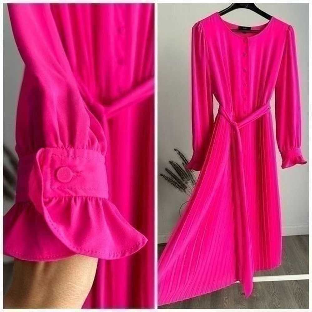 J Crew Hot Pink Pleated Midi Dress 4 - image 3