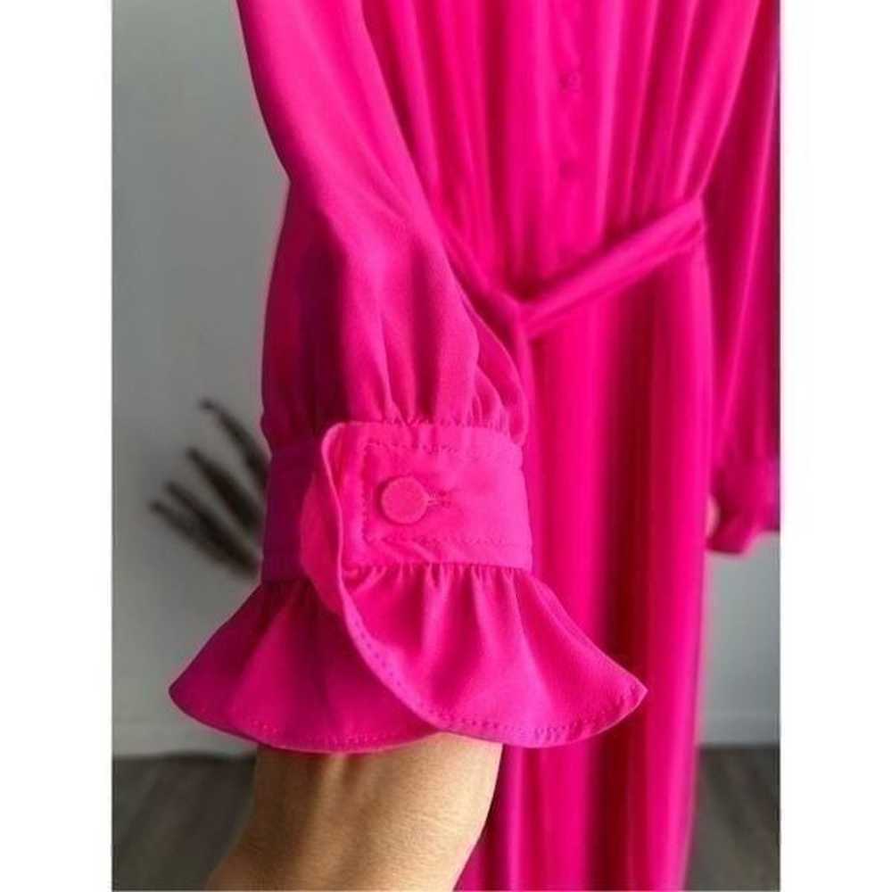 J Crew Hot Pink Pleated Midi Dress 4 - image 4