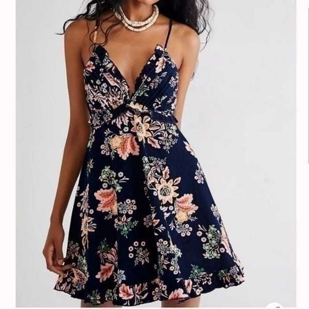 Free People Looking Glass Navy Floral Fine Waled … - image 5