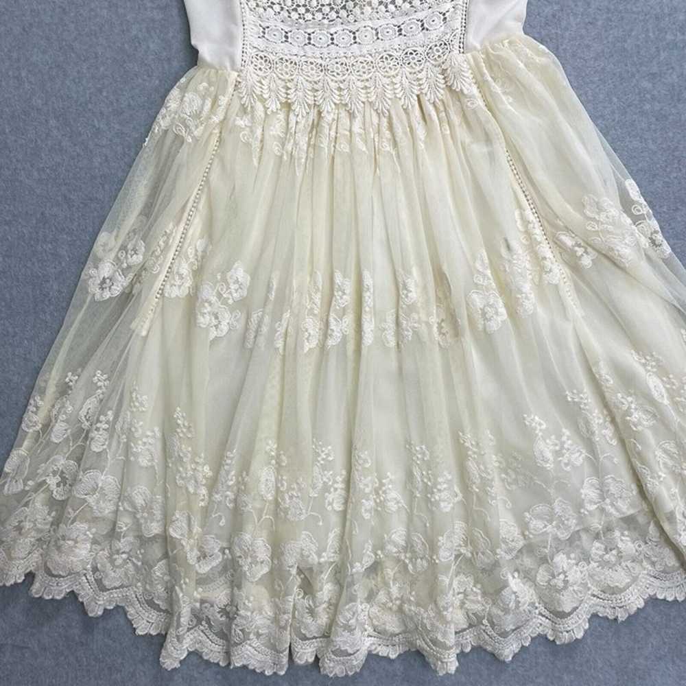 Let Me Be Dress Womens Medium Ivory Floral Embroi… - image 5