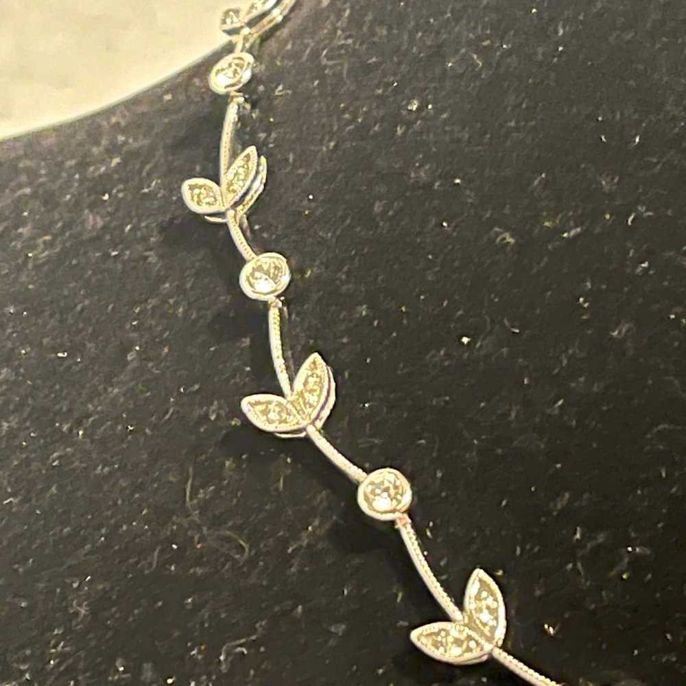 Nadri Vintage Silver Toned Rhinestone Leaf Shaped… - image 4