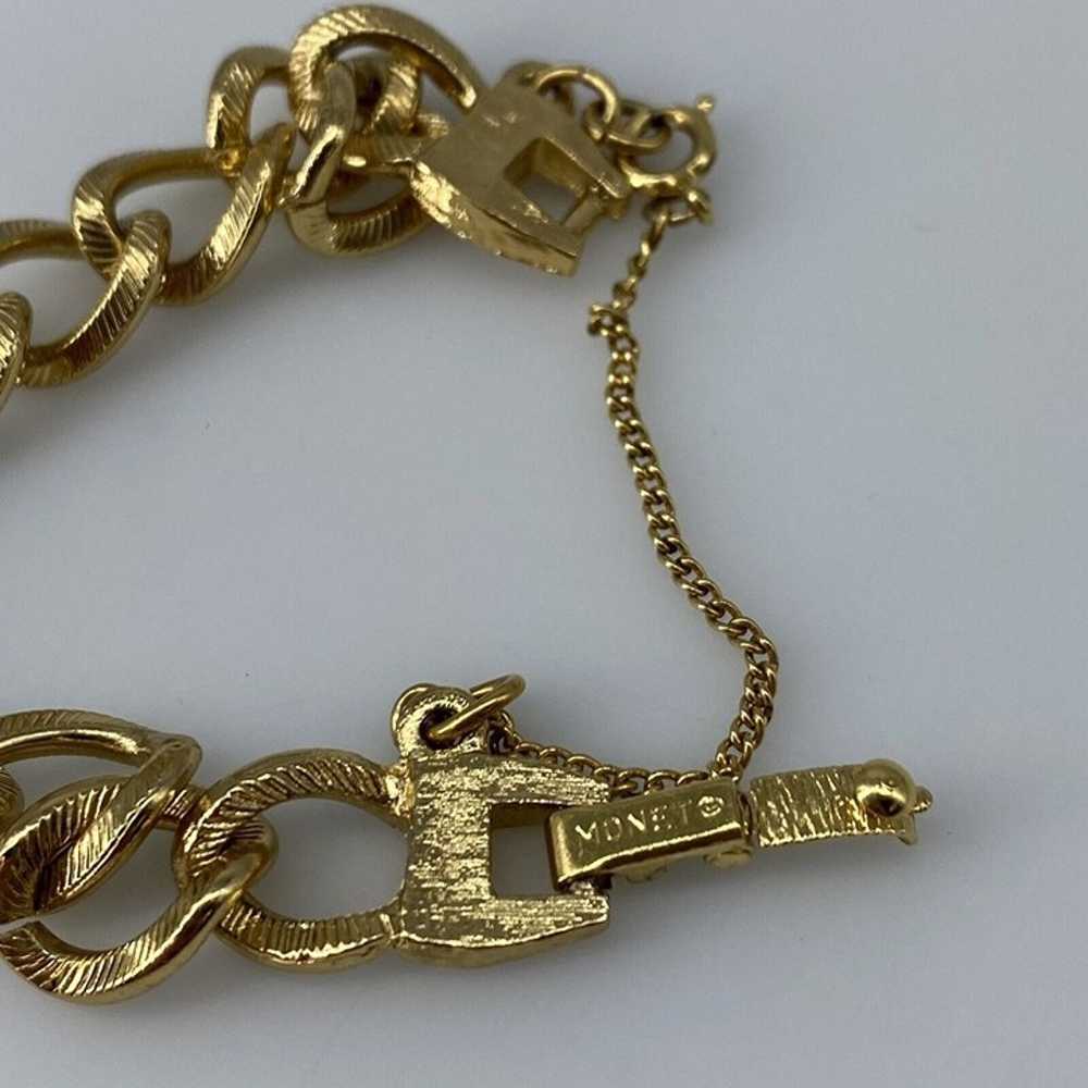 Signed MONET Vintage Chain Link BRACELET Gold Ton… - image 4