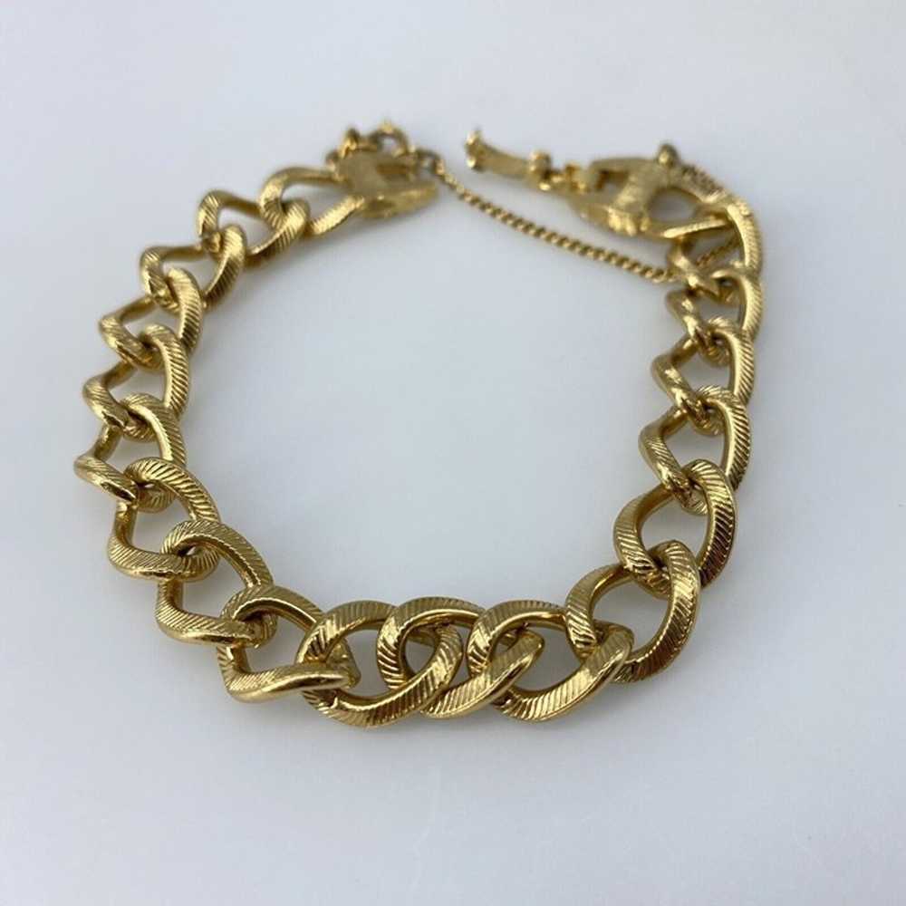 Signed MONET Vintage Chain Link BRACELET Gold Ton… - image 5