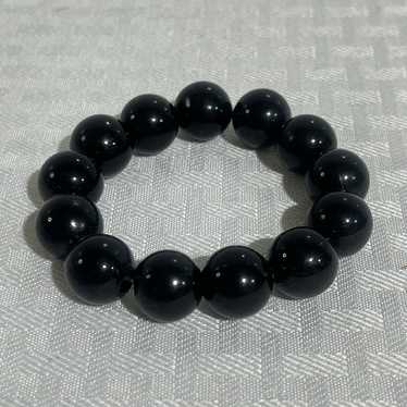 Lucite BLACK 1/2" Bauble Beads Stretch Bracelet V… - image 1