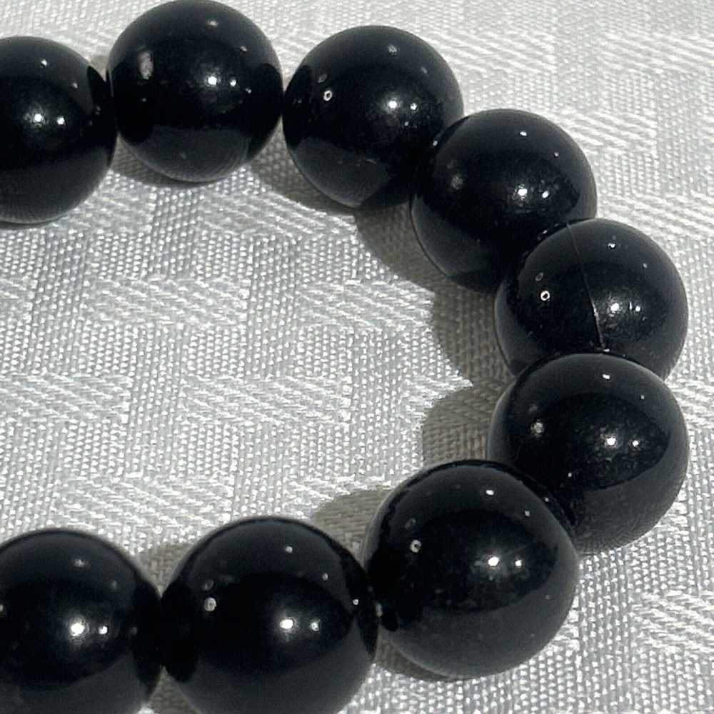 Lucite BLACK 1/2" Bauble Beads Stretch Bracelet V… - image 3