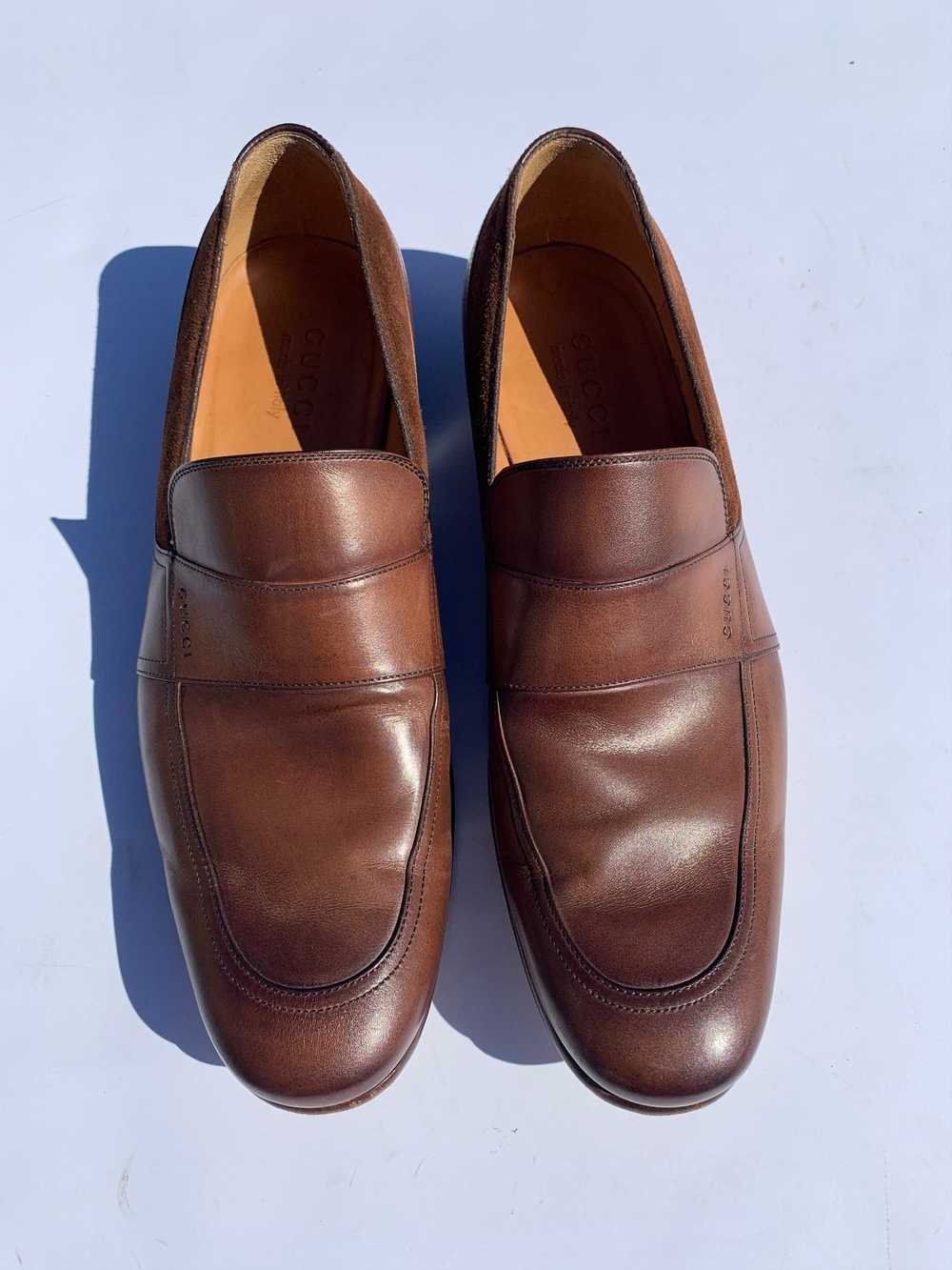 Gucci Gucci Light Brown Tan Leather Penny Loafers - image 2