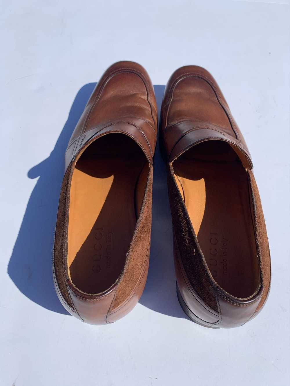 Gucci Gucci Light Brown Tan Leather Penny Loafers - image 3