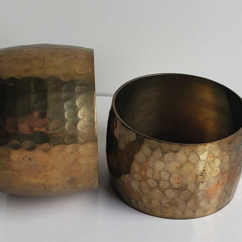 Vintage Pair of Hammered Brass Cuff Bracelets - image 2