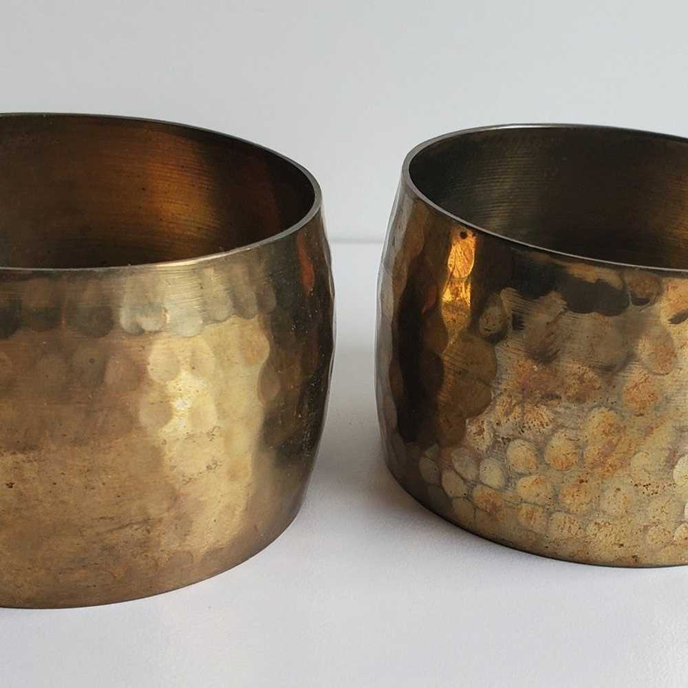 Vintage Pair of Hammered Brass Cuff Bracelets - image 3