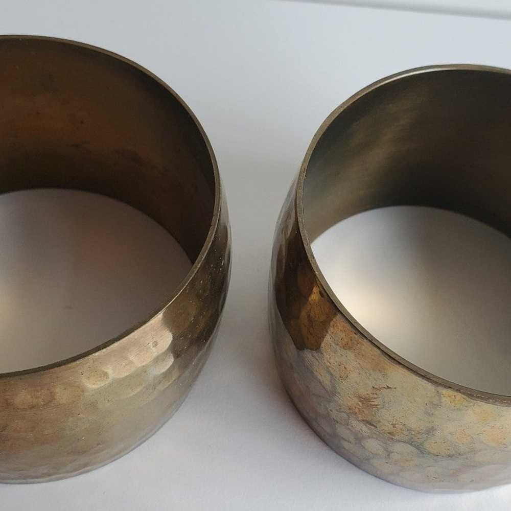 Vintage Pair of Hammered Brass Cuff Bracelets - image 4