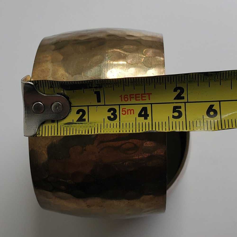 Vintage Pair of Hammered Brass Cuff Bracelets - image 5