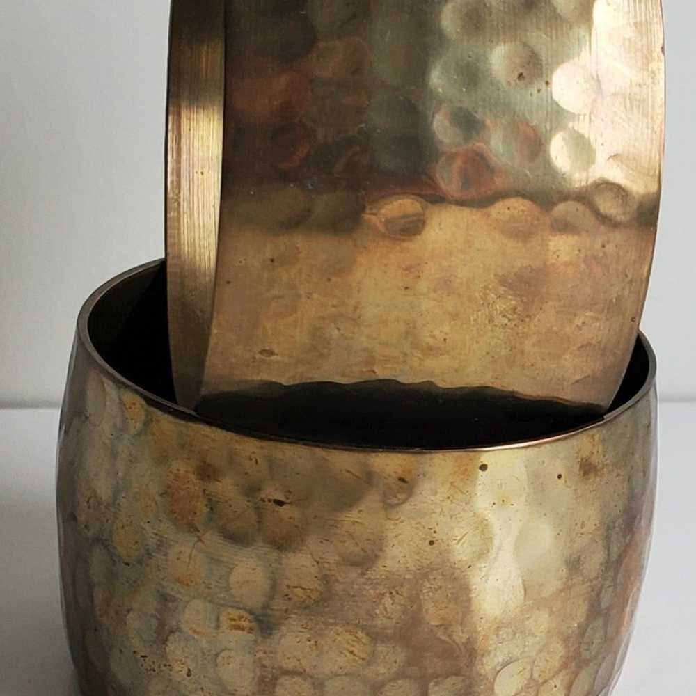 Vintage Pair of Hammered Brass Cuff Bracelets - image 7