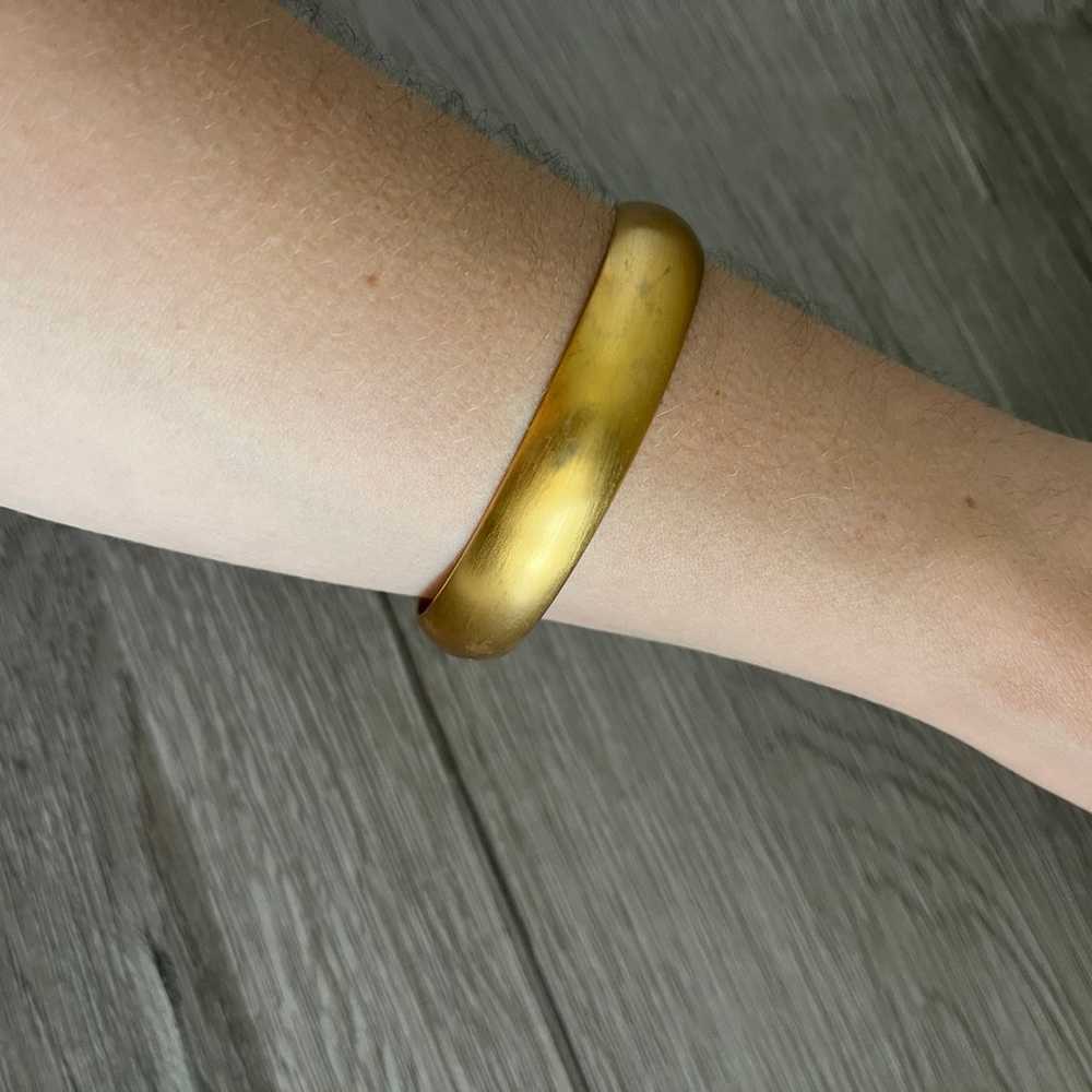 Vintage Brushed Gold Tone Bracelet Bangle - image 6