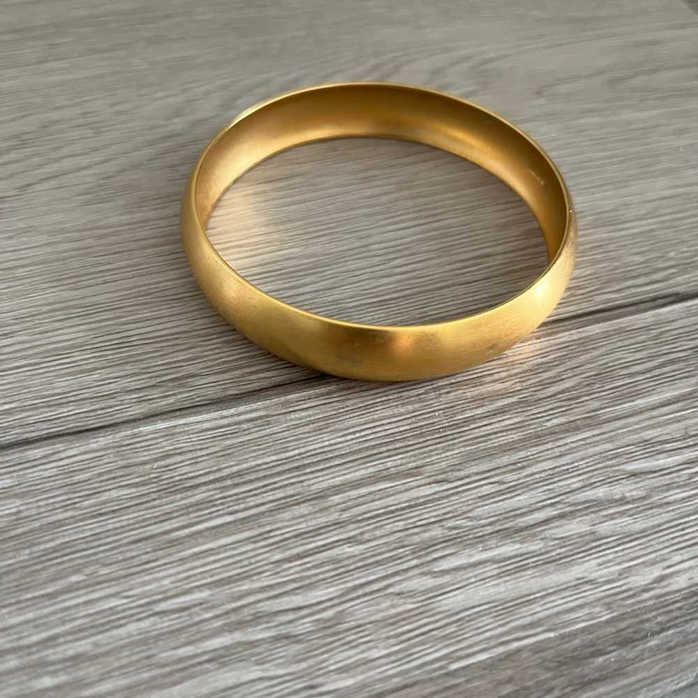 Vintage Brushed Gold Tone Bracelet Bangle - image 8