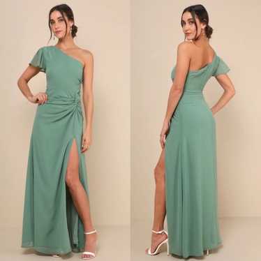 Lulu's Loving Twist Sage Green One-Shoulder Twist… - image 1