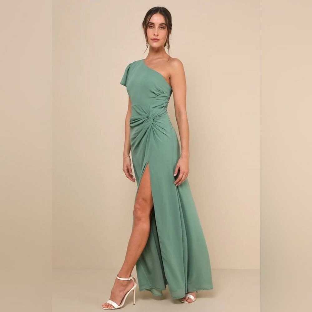 Lulu's Loving Twist Sage Green One-Shoulder Twist… - image 3