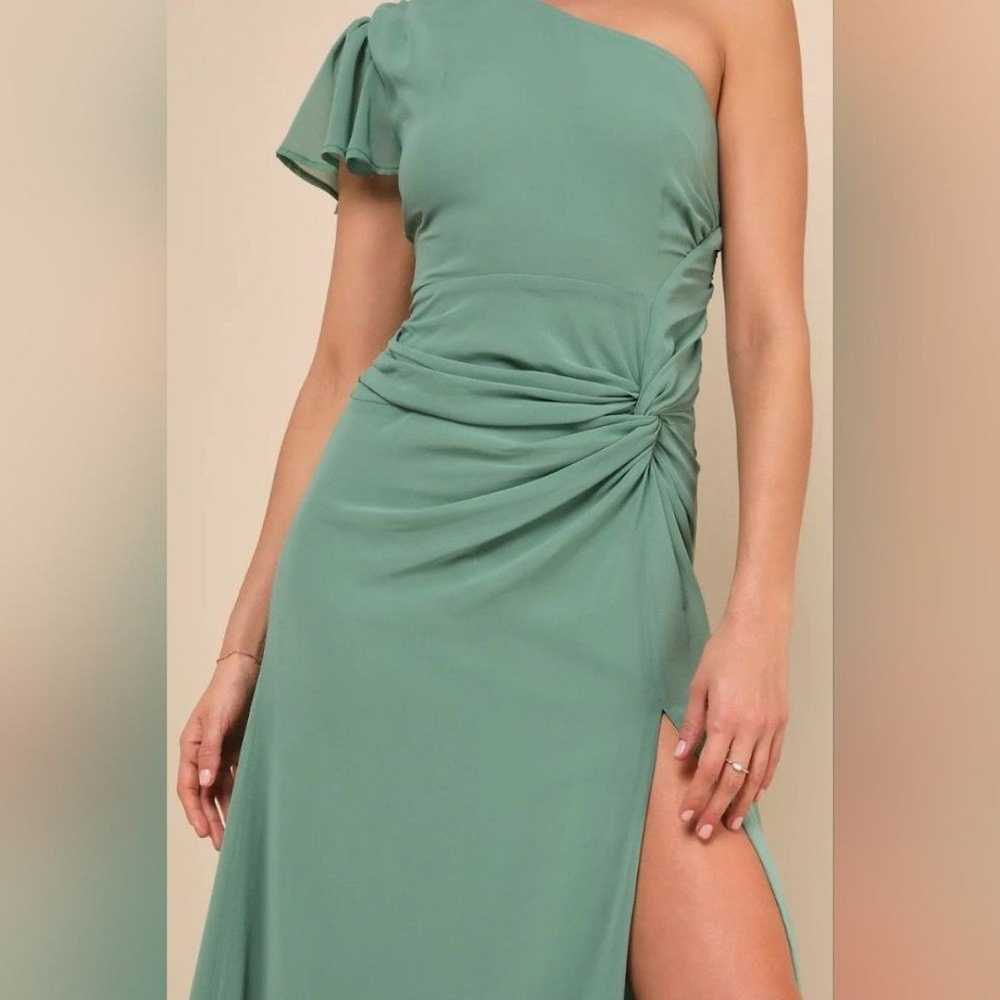 Lulu's Loving Twist Sage Green One-Shoulder Twist… - image 4