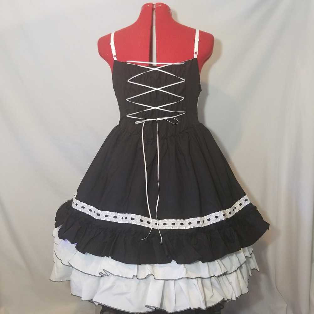 Gothic Lolita Size L Black & White Jumper Skirt D… - image 10