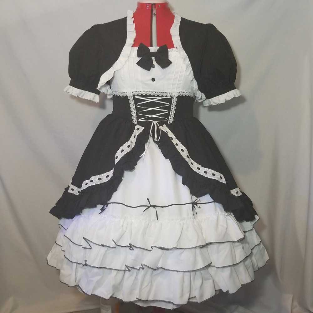 Gothic Lolita Size L Black & White Jumper Skirt D… - image 1