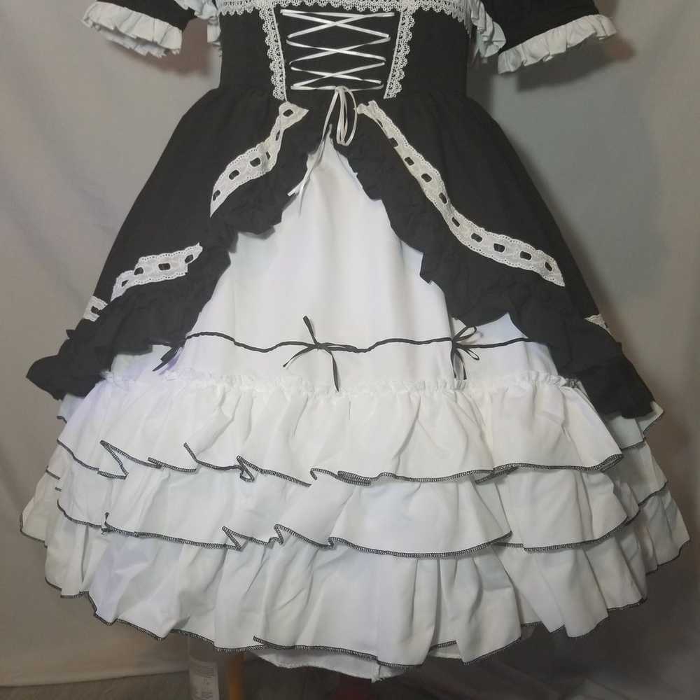 Gothic Lolita Size L Black & White Jumper Skirt D… - image 4