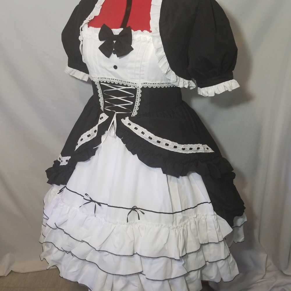 Gothic Lolita Size L Black & White Jumper Skirt D… - image 7