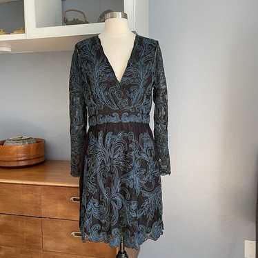 TRYB Anthropologie Embroidered Lace Dress Black B… - image 1