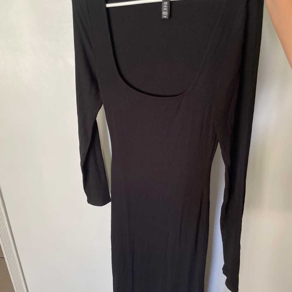 SKIMS Black Lounge Long Sleeve Maxi Dress L - image 3