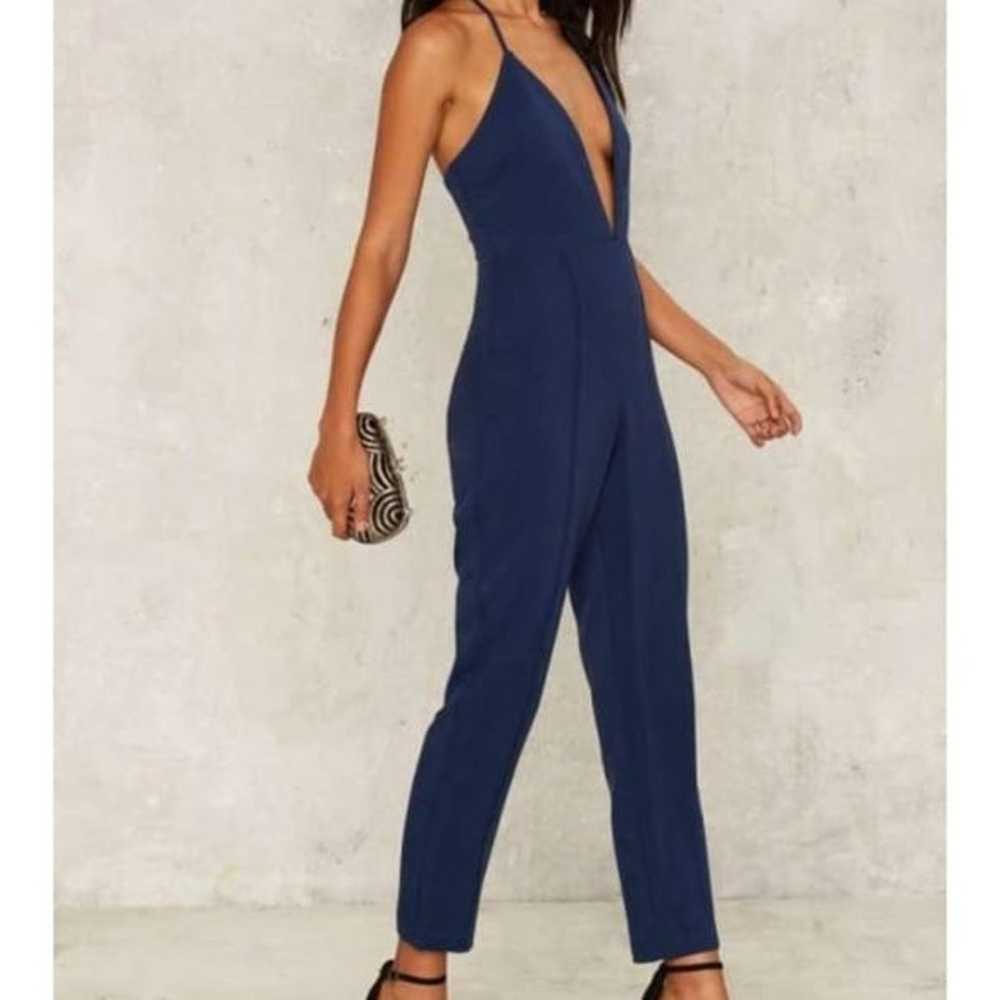 Nasty Gal Blue Deep Plunge Jumpsuit - image 1