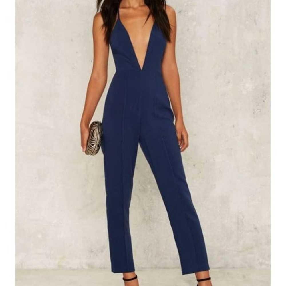 Nasty Gal Blue Deep Plunge Jumpsuit - image 2